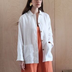esby apparel lightweight linen shirt jacket size S, white